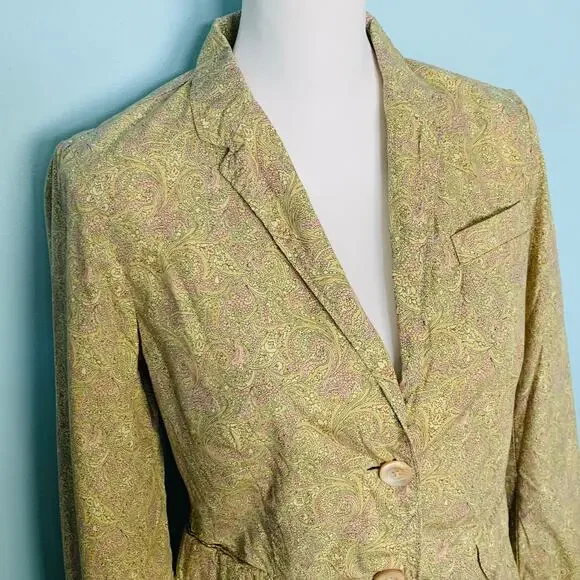 J. Crew Collection Liberty Yellow Floral Cotton Blazer Size 6 - Picture 2 of 7